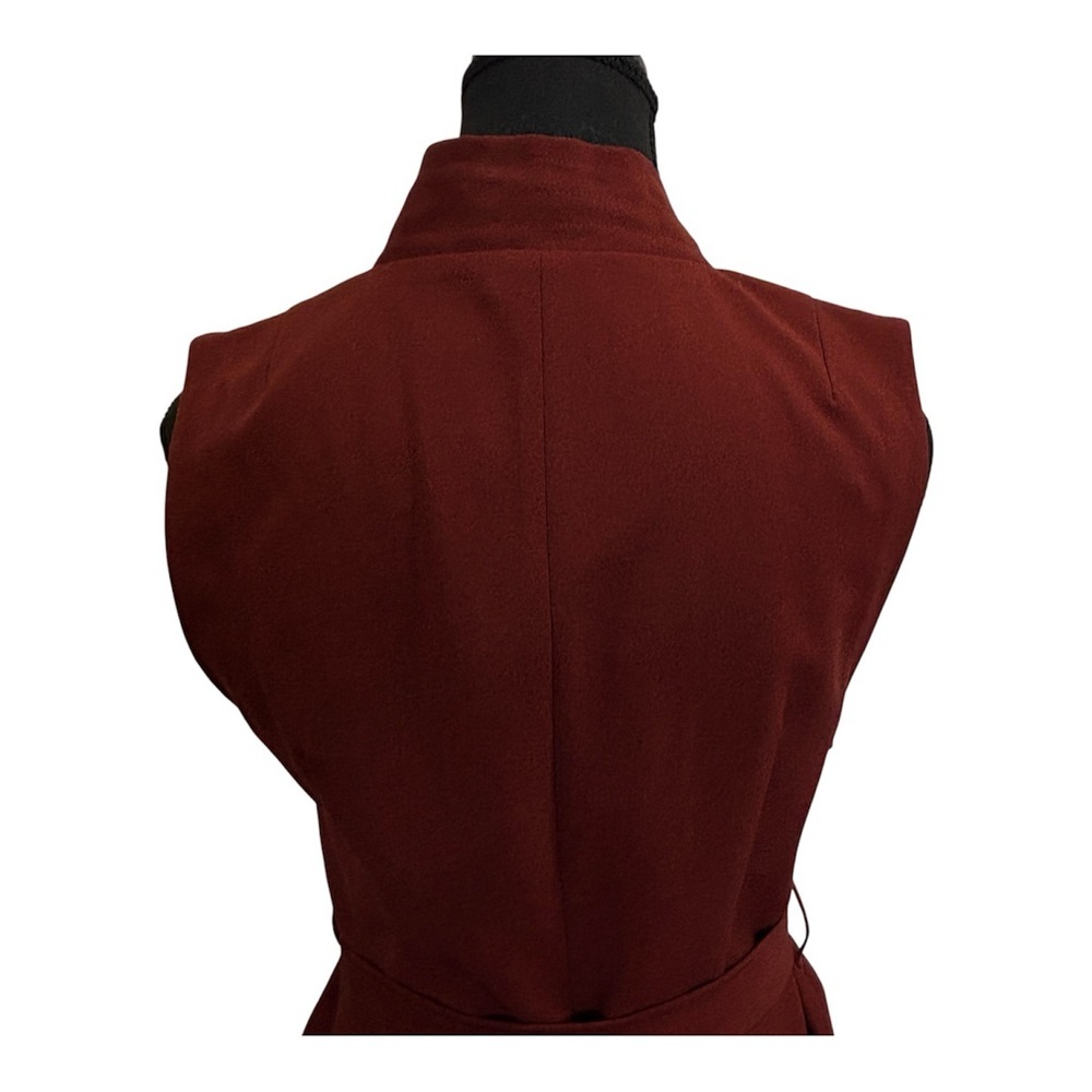 Reitmans Petite 2 Rust Belted Sleeveless Blazer Vest Tailored Wrap Front Career - Picture 8 of 15
